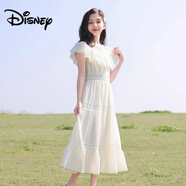 迪士尼（Disney）女童連衣裙夏季2025新款女大童氣質(zhì)女孩洋氣公主裙童裝長裙感 米白色 170 cm