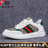 KLWP香港輕奢鞋子男夏季新款透氣真皮輕便舒適百搭時尚板鞋休閑鞋男 白色[正品男鞋] 42