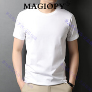MAGIOPY奢侈高端品牌男裝短袖T恤男夏新款圓領(lǐng)簡(jiǎn)約白t半袖男士打底體恤衫 漂白色 L