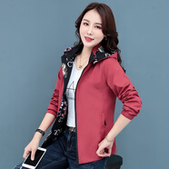 牧思特短外套女兩面穿風(fēng)衣春秋季女裝新款?yuàn)A克衫棒球服連帽女士上衣秋天 2073磚紅色 XL