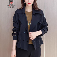 AEMAPE2025春秋季新款風(fēng)衣氣質(zhì)女士短外套英倫風(fēng)小個(gè)子春天百搭 藏青色 XL 建議115-130斤