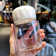 收米（ShouMi）迷你胖胖杯耐高溫小胖杯玻璃小奶瓶大人沖奶粉專用杯子咖啡杯刻度 白色 300ml