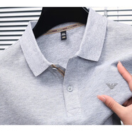 PP7 AEXP AEXP CLUBEA7夏季高端純棉短袖POLO衫男士翻領(lǐng)全棉商務休閑長袖T恤 花灰 短袖款 M 165