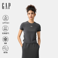 Gap【EasyChill系列】女裝2024夏季防曬涼感透氣易打理T恤540508 深灰色 L (170/88A) 亞洲尺碼