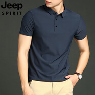 JEEP SPIRIT吉普冰絲polo衫男錦綸氨綸速干男士短袖t恤夏季中青年商務(wù)體恤 1199深灰 L 建議120-135斤
