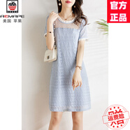 AEMAPE高端大牌蕾絲裙女2025夏新款寬松遮肉顯瘦氣質胖mm時尚休閑連衣裙 淺藍色 XL