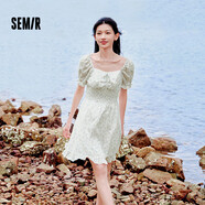 森馬（Semir）【連衣裙合輯】夏天女法式慵懶風(fēng)裙子復(fù)古學(xué)院風(fēng)針織裙雪紡碎花裙 A款甜美碎花裙-白藍色調(diào)00318 L