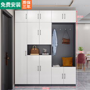 諾曼圖鞋柜門口玄關(guān)柜簡約大容量衣帽掛衣柜一體鞋柜陽臺柜入戶門廳柜 五門灰白門+雙門衣柜+頂柜