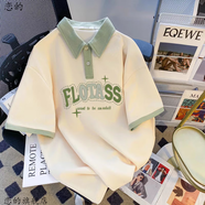 戀的polo衫短袖t恤女夏季潮流新款學生少女高中初中生女生衣服上衣女 韓版翻領圖片色 均碼 (可備注碼數)