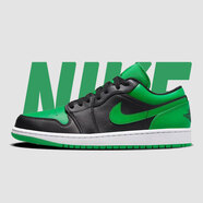 耐克（NIKE）【潮】Air Jordan aj1板鞋男女情侶款低幫耐磨透氣休閑運(yùn)動(dòng)籃球鞋 553560/553558-065 黑綠 女款GS 37.5