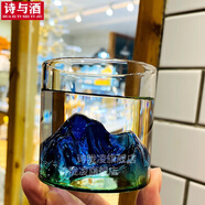 煜化雙層隔熱觀山杯創(chuàng)意彩色觀山杯復古日式雪山巒玻璃杯家用泡茶水杯 青山觀山杯