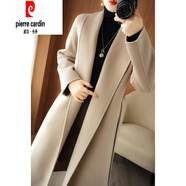 皮爾卡丹（pierre cardin）2025秋冬新款高端雙面絨大衣女中長(cháng)款羊毛大衣女毛呢外套 米駝色 M