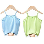 憤怒的小鳥(niǎo)女童背心莫代爾春夏季薄款兒童吊帶打底小女孩家居服夏裝寶寶內穿 諾貝達-鑫-淺藍+果綠【吊帶2件裝 100 碼建議高90-95