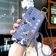 有恭vivoY3手機殼Y32腕帶Y33s支架Y3高顏值u3x硅膠Y10軟殼Y5S簡(jiǎn)約U3女 薰衣灰-灰諸事順利鶴【送背帶】盒 VIVO Y3