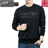 吉普（JEEP）官方高端男裝純棉長袖t恤男2024秋季新款立領(lǐng)衛(wèi)衣寬松打底衫秋衣 品牌旗艦款#5007黑色(款) 常規(guī) M 100-130斤