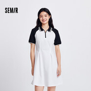 森馬（Semir）【連衣裙合輯】夏天女法式慵懶風(fēng)裙子復(fù)古學(xué)院風(fēng)針織裙雪紡碎花裙 K款學(xué)院風(fēng)針織裙-白黑色調(diào)00319 XL