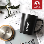 特美刻（TOMIC）馬克杯大容量牛奶杯帶蓋陶瓷杯居家辦公室咖啡杯男女士實(shí)用伴手禮 黑色 400ml