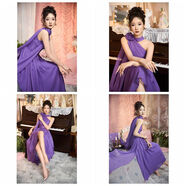 鳶諾2025新款紫色吊帶雪紡禮服感收腰立領(lǐng)長(cháng)款大擺飄帶度假連衣裙 紫色【連衣裙】 S