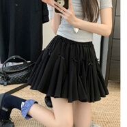 Radinka2025夏新款春田花園芭蕾風(fēng)裙褲防走光小個子少女感軟妹蛋糕裙MLN 蝴蝶結(jié)半身裙 黑色 S 【75-90斤】