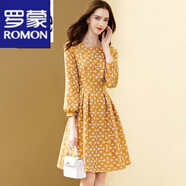 羅蒙（ROMON）輕奢女裝 連衣裙女春秋季新款大I碼女裝秋裝女長袖新款中長款裙子 3436圖片色【連衣裙】 時尚百搭 XL 【建議115-125斤】