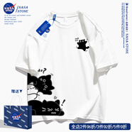 C2潮朝（C2CHAOCHAO）2NASA聯(lián)名卡通貓咪短袖t恤男女生夏季時尚潮流青少年寬松純 白色 S 成人尺碼