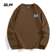 GLM白色長袖t恤男春秋季重磅男裝打底衫純棉吸汗寬松大碼男士衣服