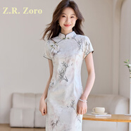 Z.R.Zoro奢侈品連衣裙女2025夏季新款國風收腰顯瘦裙新中式氣質改良旗袍裙 花色 M