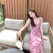 多想余夏季裙子吊帶連衣裙碎花純欲長(cháng)裙高級感海邊穿搭沙灘裙度假小個(gè)子 粉紅碎花吊帶連衣裙 S 【建議80-90斤】