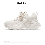 莎萊茜（SALAXI）2025新品歐貨潮流時(shí)尚老爹鞋百搭爆款厚底增高輕便休閑運(yùn)動(dòng)鞋男 白色 42
