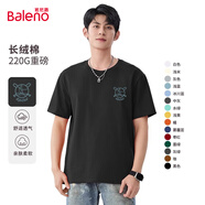 班尼路（Baleno）短袖t恤男220g重磅純棉體恤情侶款上衣青少年百搭打底衫休閑透氣 黑#JPB酷鳥(niǎo)棒球 XL