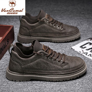 西域駱駝（VANCAMEL）戶(hù)外男鞋春秋款休閑皮鞋工裝馬丁靴男防水防滑工地上班工作鞋 棕色 43 撿漏高檔大牌