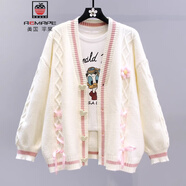 AEMAPE日系甜美學(xué)院風(fēng)毛衣外套女秋冬2025年新款寬松設(shè)計感減齡針織開衫 白色 均碼 (80-135斤拍)