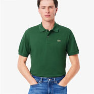 鱷魚男短袖Fit L.12.12 新款經(jīng)典純色微標(biāo)商務(wù)通勤輕便透氣速干POLO衫 森林綠Pine Green 132 S