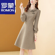 羅蒙（ROMON）輕奢女裝 連衣裙女春秋季新款大I碼女裝秋裝女長袖新款中長款裙子 3421圖片色【連衣裙】 時(shí)尚百搭 L 【建議105-115斤】