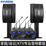 HYUNDAI現(xiàn)代中小型會議室音響套裝壁掛式音箱藍(lán)牙功放無線話筒組合教學(xué)培 10吋五單元音響+四會議麥