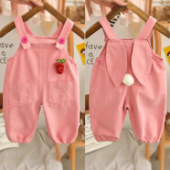 G.duck女寶背帶褲2025春季新品兒童吊帶褲百搭復古女童長(cháng)褲中小童連衣褲 套裝胡蘿卜兔+彩虹扣 80 cm