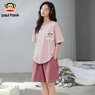 PAUL FRANK大嘴猴睡衣女夏季純棉短褲短袖簡約休閑夏天可外穿女式家居服套裝