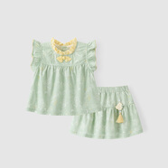 木生棉【斷碼合集】女寶寶連衣裙夏季短袖套裝嬰兒甜美國風(fēng)公主衣服 竹里梅香 80