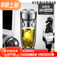 VIERUODIS德國(guó)進(jìn)口品質(zhì)鋼化玻璃杯防摔打碎的大號(hào)套不裝溫防爆男女隨手 雙層加厚--鵝蛋杯鋼本色280ml