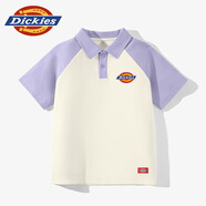 DickiesDickies童裝女孩夏季上衣兒童短袖t恤女童2025新款撞色半袖Polo衫 淺紫/DK紅標K 140