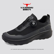 雄獅公牛正品男鞋夏季高端旋轉(zhuǎn)鈕運動休閑鞋軟底減震跑步鞋網(wǎng)面透氣登山鞋 黑色【正品男鞋】 41 (255mm)