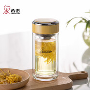 希諾（HEENOOR）雙層玻璃杯家用辦公水杯女高顏值過(guò)濾泡茶杯子X(jué)N-9351鵝黃色240mL