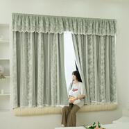 全遮光窗簾出租屋臥室飄窗免打孔魔術(shù)貼粘貼式遮擋小窗戶(hù)短簾 布紗雙層s7(水綠色)s鉤掛鉤式配 寬1.2*高1.5一面(D4遮光)