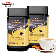 格蘭特（GRANDOS）純黑速溶咖啡100g*2瓶 德國原裝進口