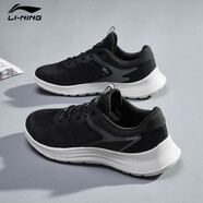 李寧男鞋跑步鞋新款減震網(wǎng)面透氣休閑運動(dòng)鞋 黑色071（輕羽） 40