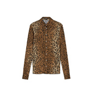 范思哲（VERSACE）女裝襯衫柔軟彈力針織單排扣長(cháng)袖尖領(lǐng)豹紋襯衣打底衫2025新款 豹紋色 38