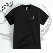 卡帝樂鱷魚法國鱷魚男士短袖T恤夏季圓領刺繡花標棉質(zhì)輕奢體恤打底衫半袖 黑色 3XL 160-175斤