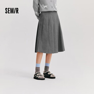 森馬（Semir）[梨形天菜]半身裙女仿毛呢學(xué)院風(fēng)裙子24冬新款A(yù)字百褶裙遮胯顯瘦 灰色調(diào)00322 150/58A/XS