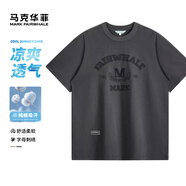 馬克華菲【純棉】短袖T恤男25春夏新圓領(lǐng)字母款刺繡舒適透氣寬松男士T恤 015深灰 （廓型版） L （高170-175重65-70）