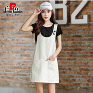 皮爾卡丹（pierre cardin）牛仔背帶裙女夏季減齡背帶裙女韓版寬松顯瘦洋氣Chic短裙連衣裙女 白色 背帶褲套裝 S 80-90